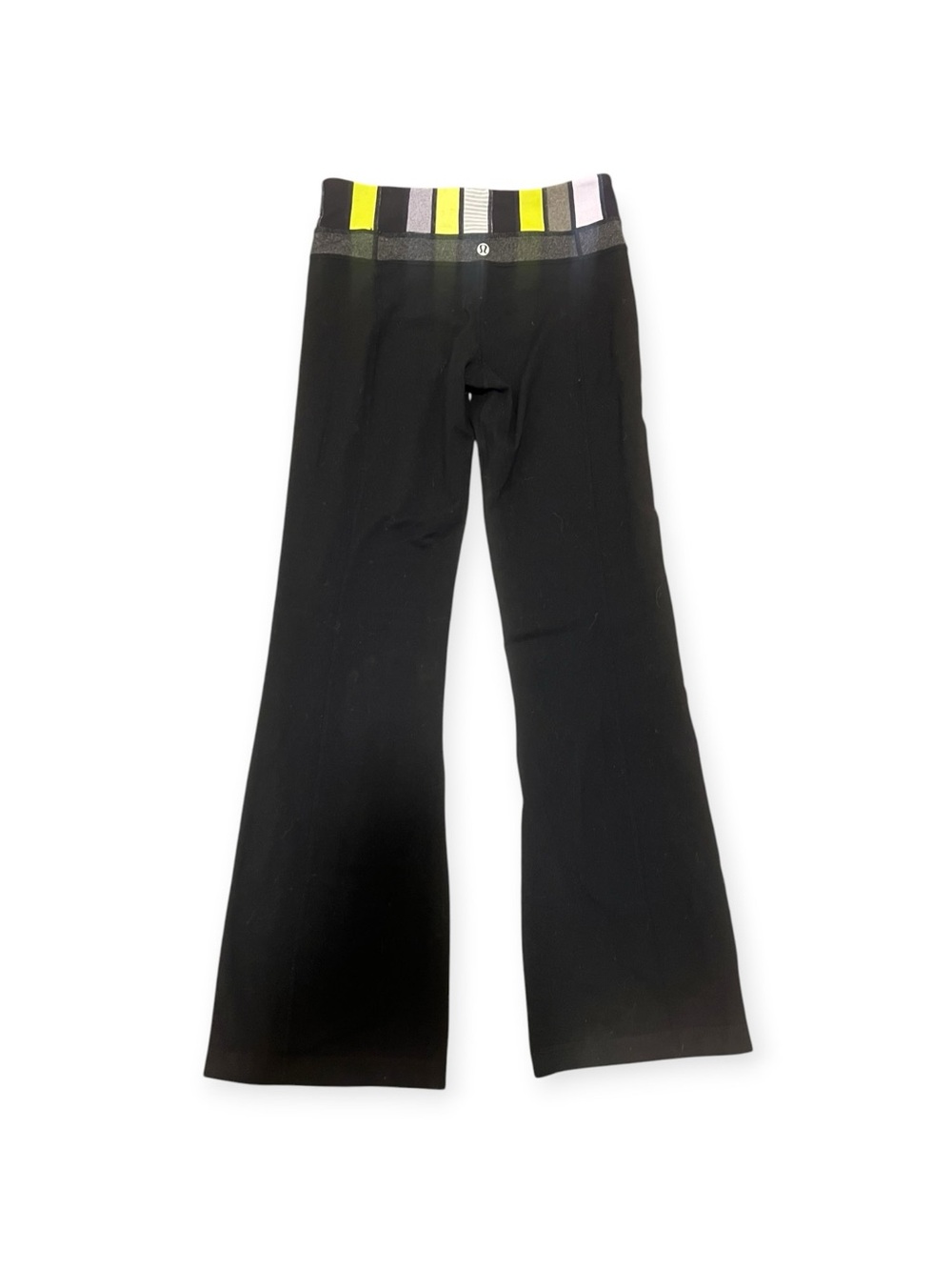 Lululemon Groove Pants Flare Leggings Black Striped Waistband Size 4